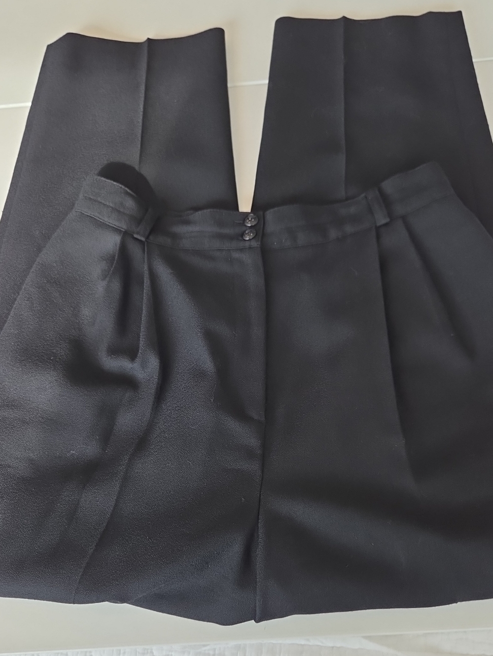 Vintage Black Wool Pants By Harve Benard Pleated Women's Dress Trousers Winter